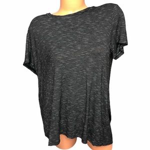 Lush Womens Open Back Short Sleeve Striped Top